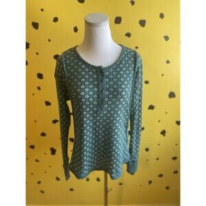 Vintage Thermal Shirt Henley Top Womens M Boho CabinCore Cozy Winter Cottagecore